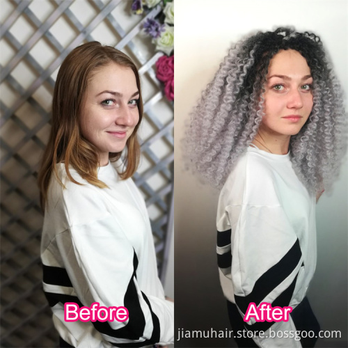 Bohemian Hair Water Wave Bulk Hair 14" Ombre Synthetic Hair Extensions Afro Curly Crochet Braids 100g